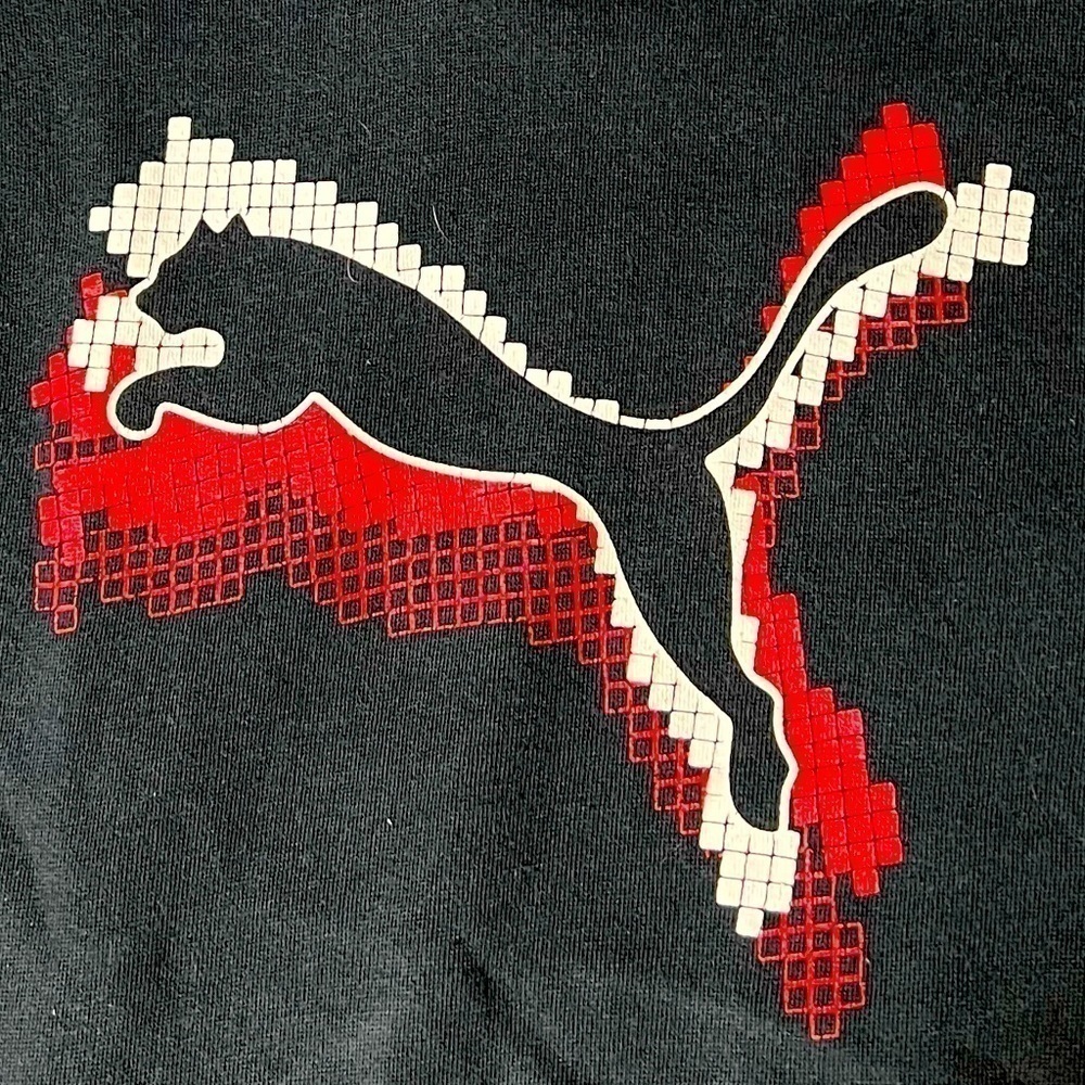 PUMA Black Red White Big Logo Youth BoyMedium Hoodie Size 10 12 - Picture 3 of 5